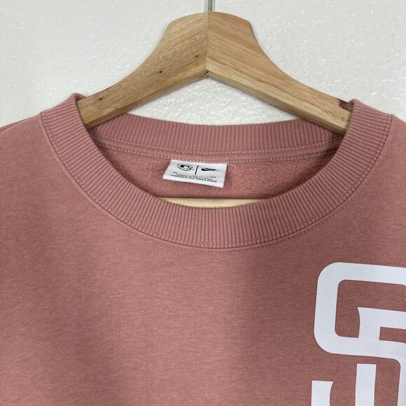 San Diego Padres Sweatshirt Womens XL Pink MLB Baseball Nike Swoosh Sleeve Crop - Picture 5 of 16